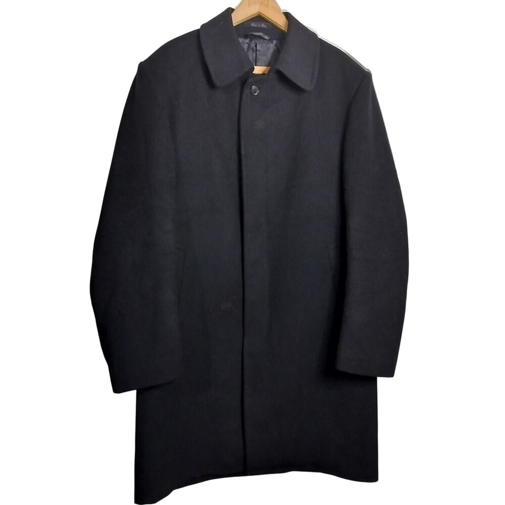 M1026)Montreal S.Cohen Comfort Black Wool Cashmere Simmons Men Overcoat 40 Reg